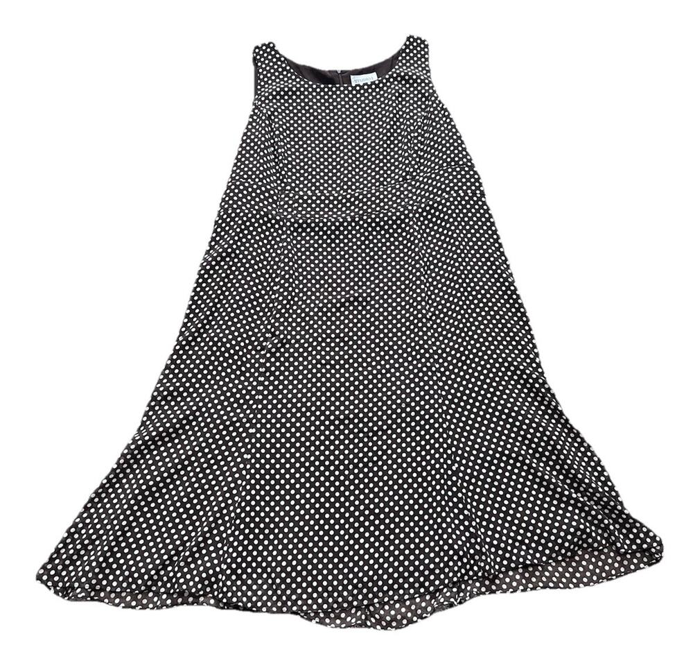 Studio I Women's 22W Midi Dress Polka Dot Old Money Ivory Brown Pretty Woman